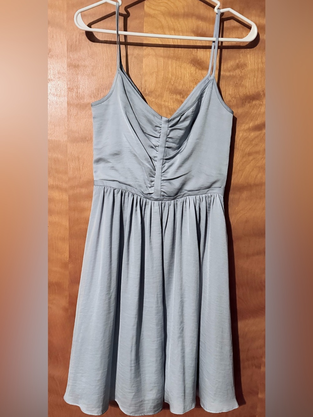 Banana Republic Silver Blue 100% Silk Ruched Shirred Mini Cocktail Party Dress 2